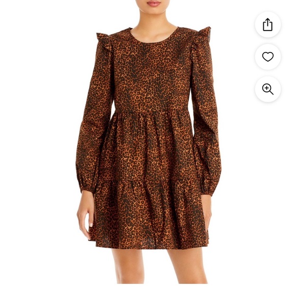 Wayf Dresses & Skirts - WAYF Womens Velma Animal Print Ruffled Babydoll Dress Sz L